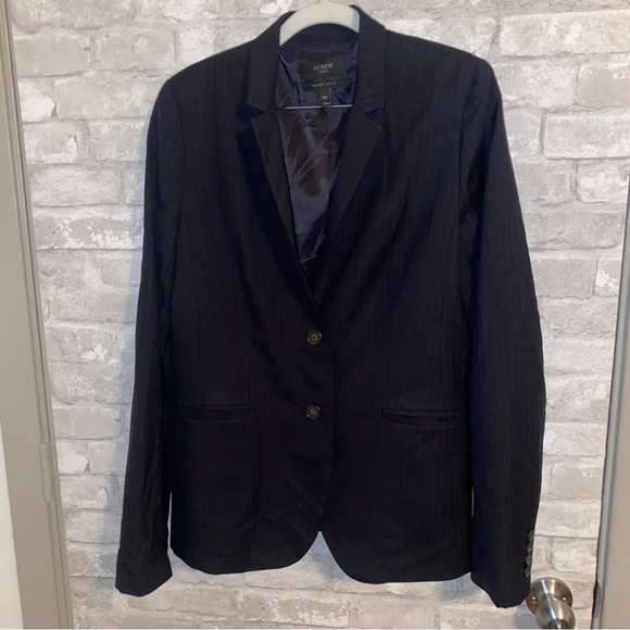 J.Crew Tall Pinstripe 1035 Two Button Jacket Super 120s blazer sz 10T